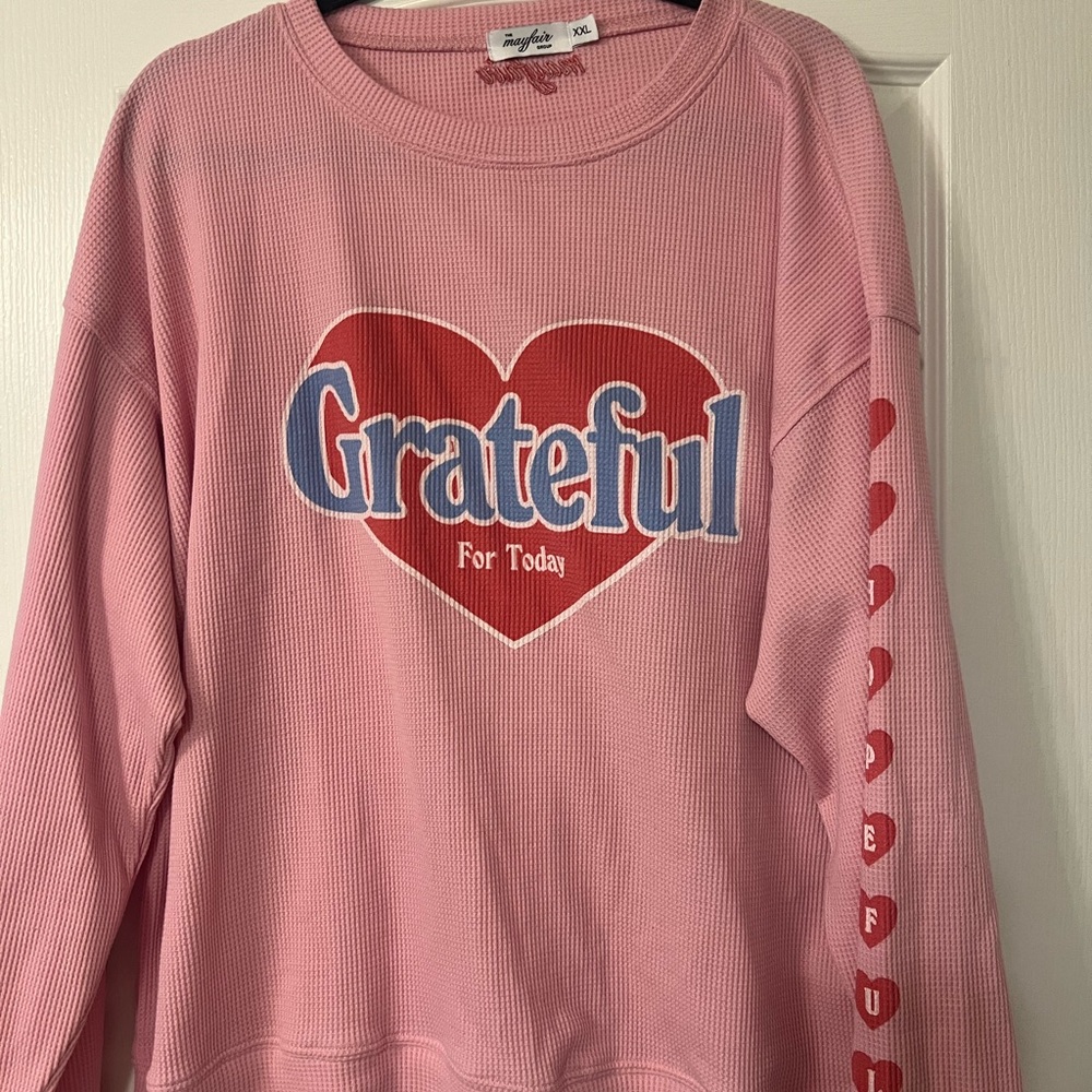 The Mayfair group Grateful For Today Waffle Crewneck